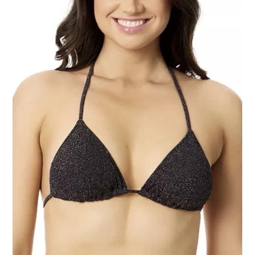 Salt + Cove Juniors' Shimmer Black Triangle Bikini Top Size Small NWT